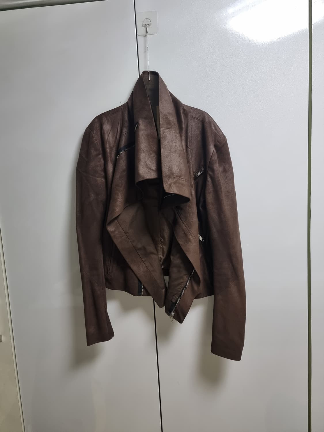 다크브라운 스웨이드 그런지 하이넥 자켓 릭오웬스 느낌 상품이미지2