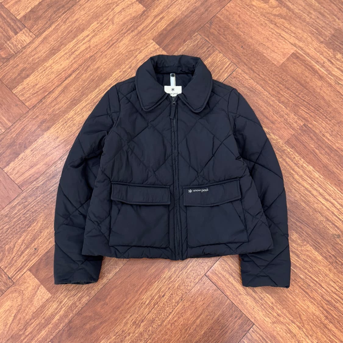 여성용 S 스노우피크 어패럴 블랙 퀼팅 패딩 자켓  상품이미지1