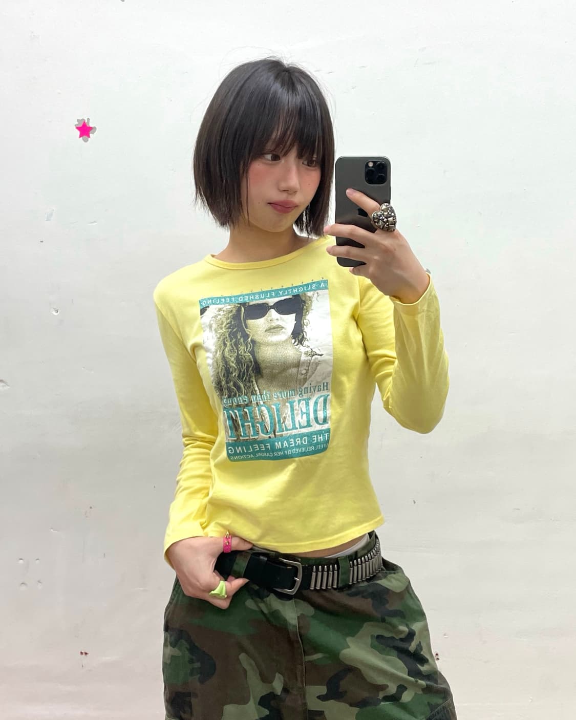 Retro Girl Cubic Yellow Long-Sleeved 상품이미지1