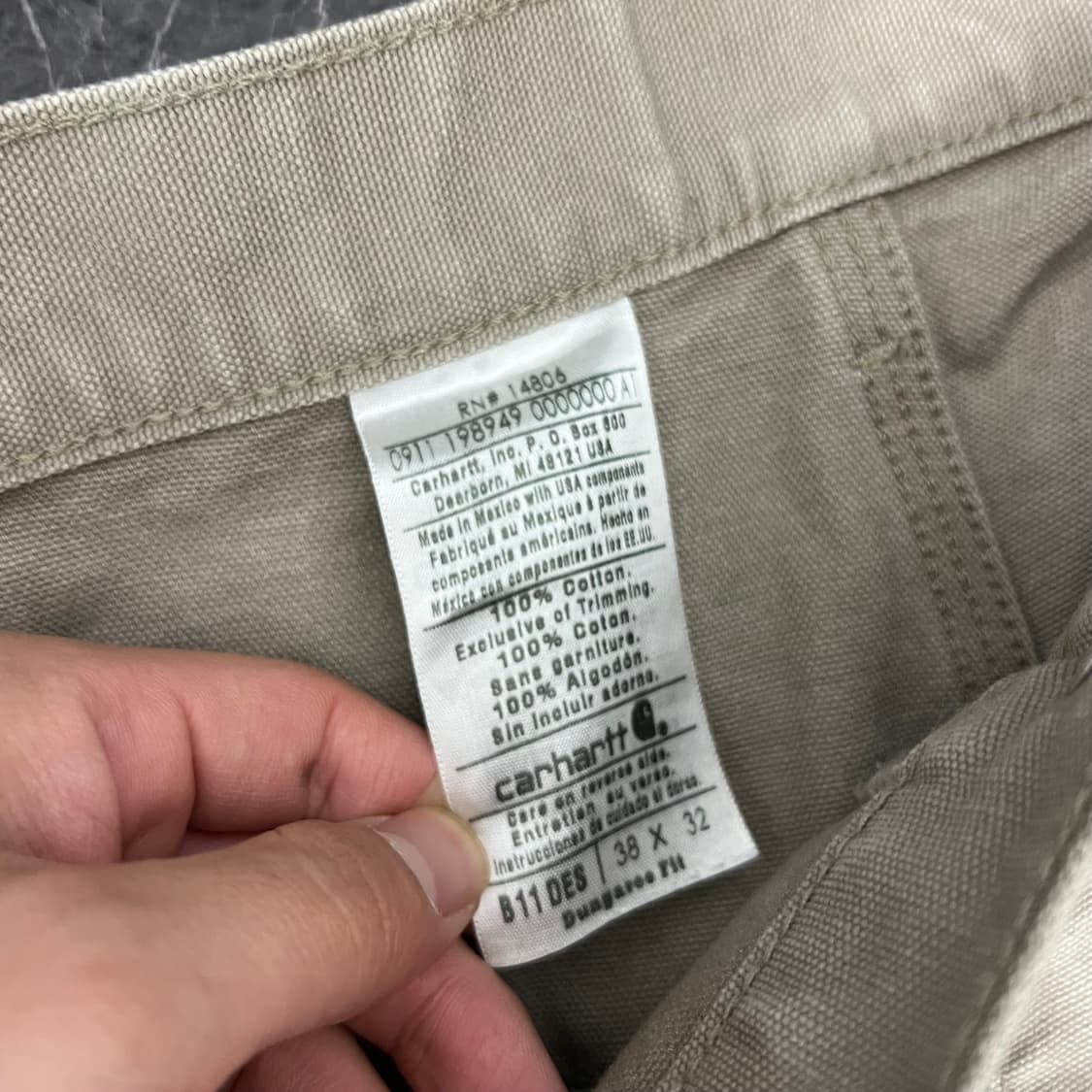 칼하트 오리지널 B11-DES 싱글니 카펜터 워크 팬츠 상품이미지7