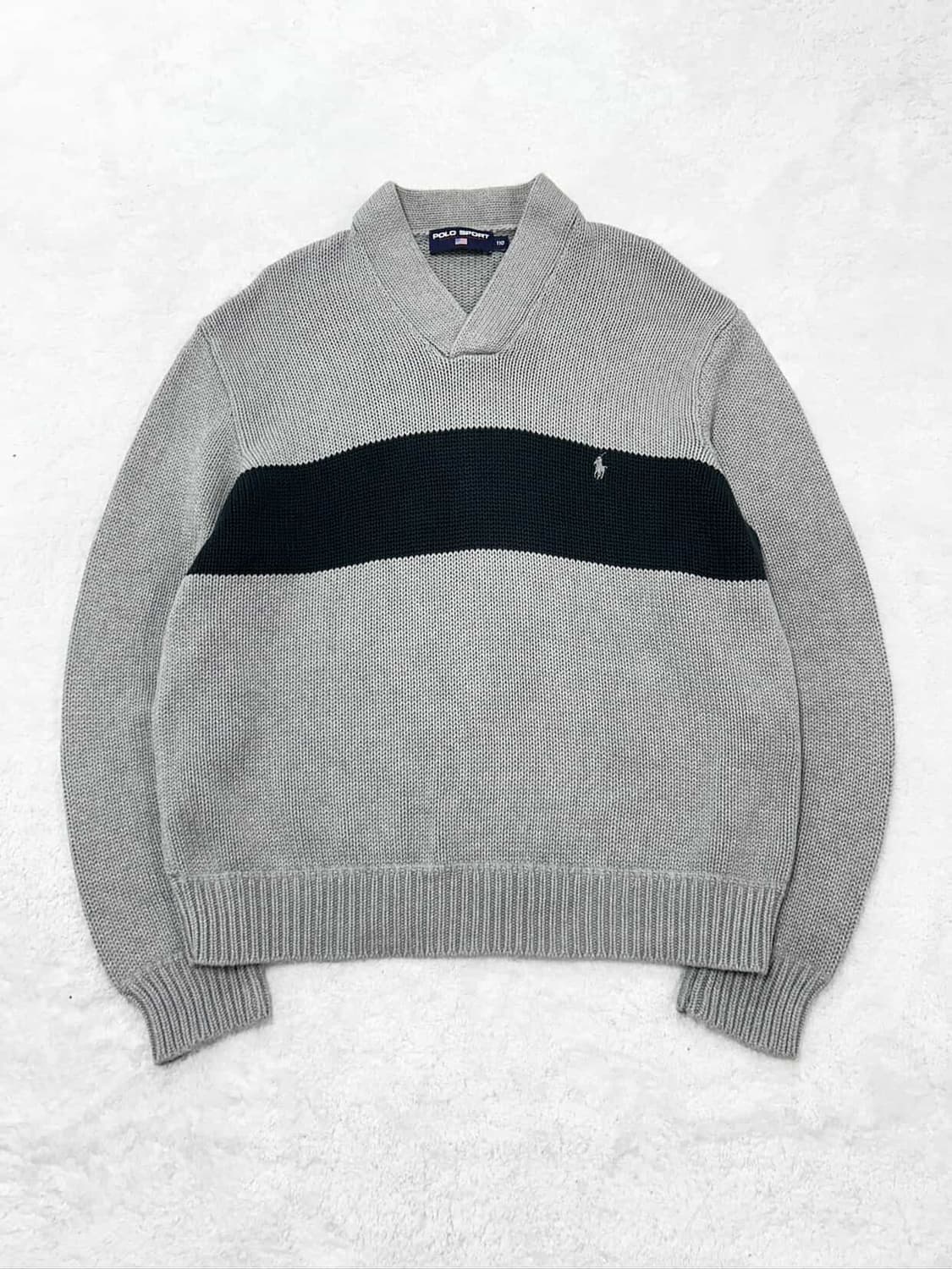 폴로스포츠 그린배색 그레이 숄카라 니트 상품이미지5