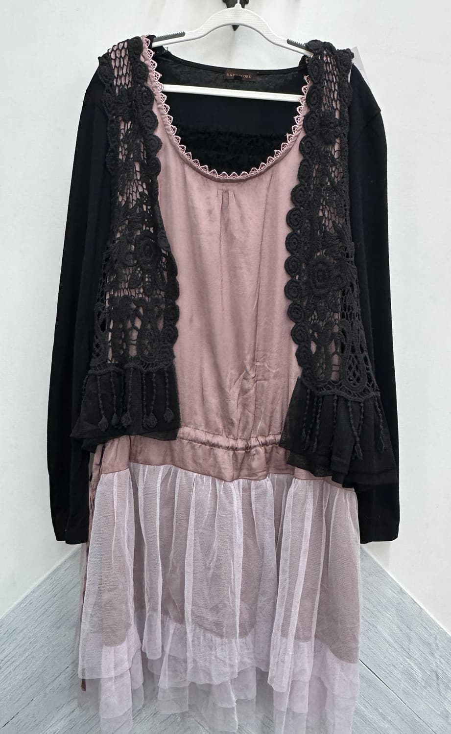 🖤쿠로미 레이스 히메갸루 코디세트🖤 지뢰계 원피스 레이어드 크로셰 상품이미지2