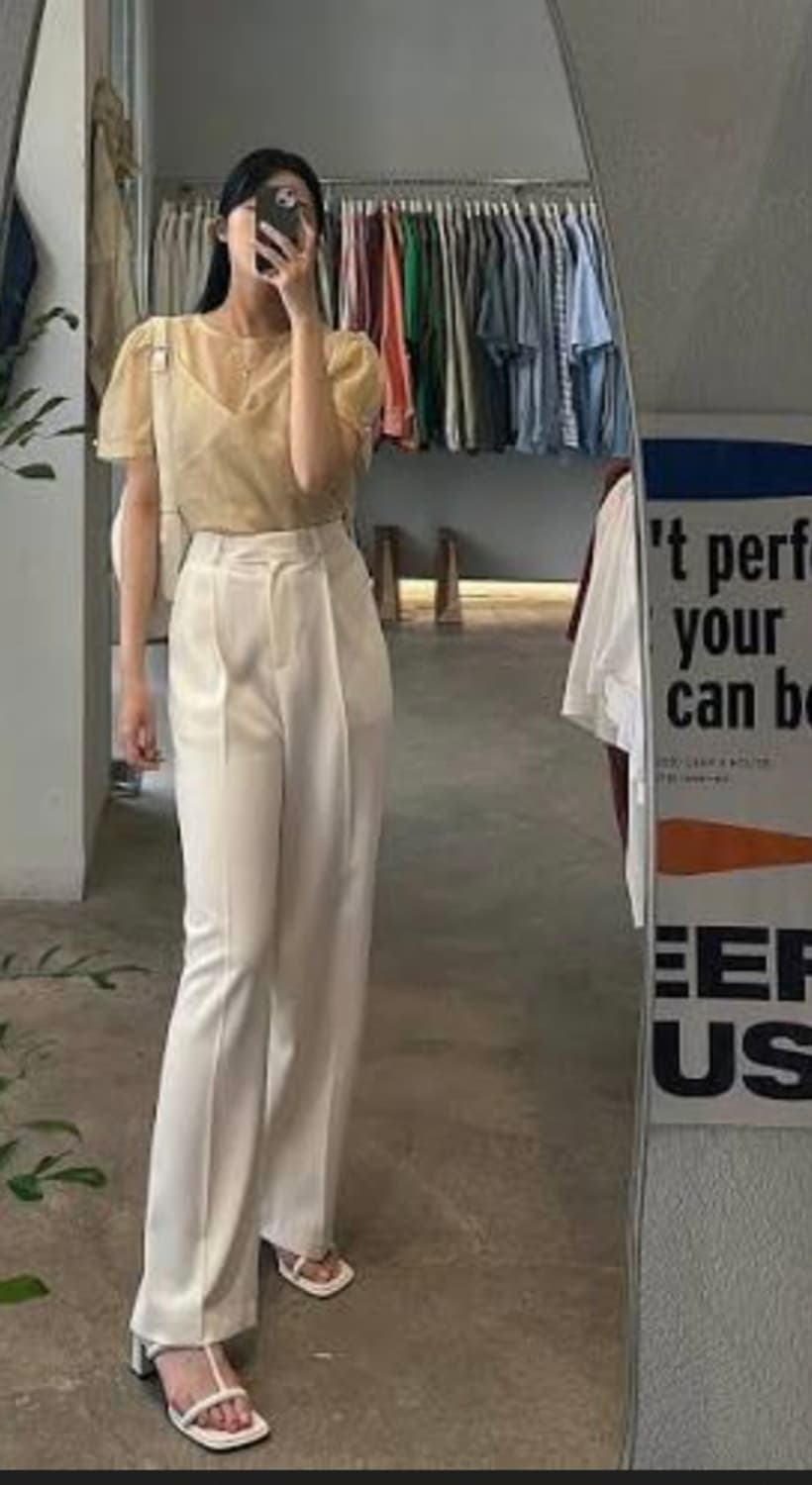 Deef house 아이보리 핀턱 와이드 슬랙스 S/48 상품이미지1