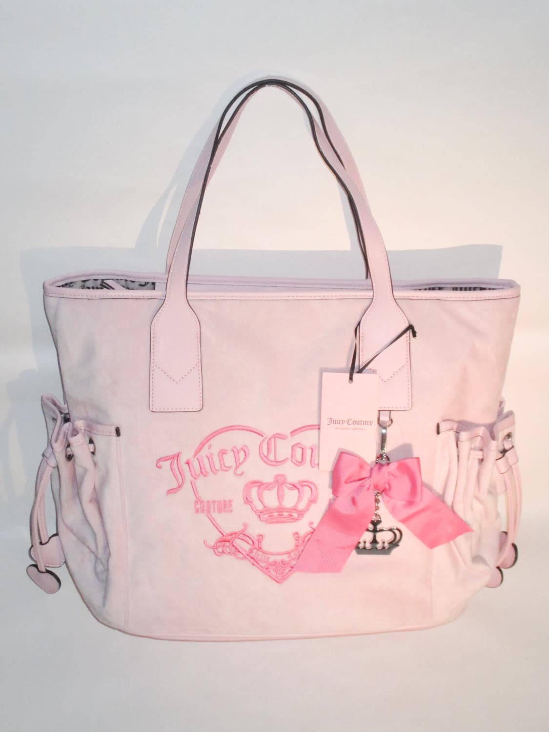 쥬시 꾸뛰르 핑크 벨로아 빅 숄더백 + 리본 챰 상품이미지2