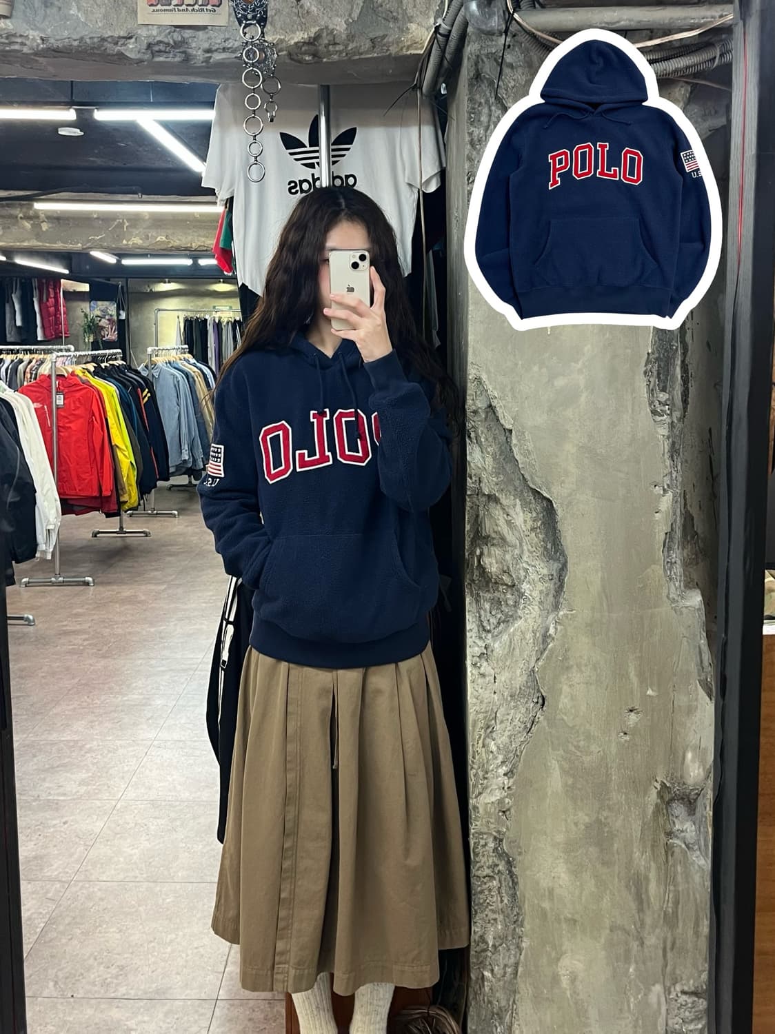 폴로 랄프로렌 플리스 후드티 네이비 S #csz2316 상품이미지1