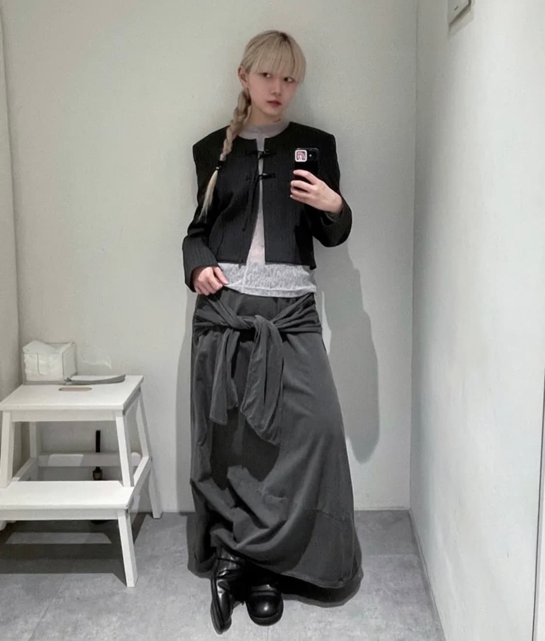 인사일런스 노티드 맥시 저지 스커트 상품이미지4