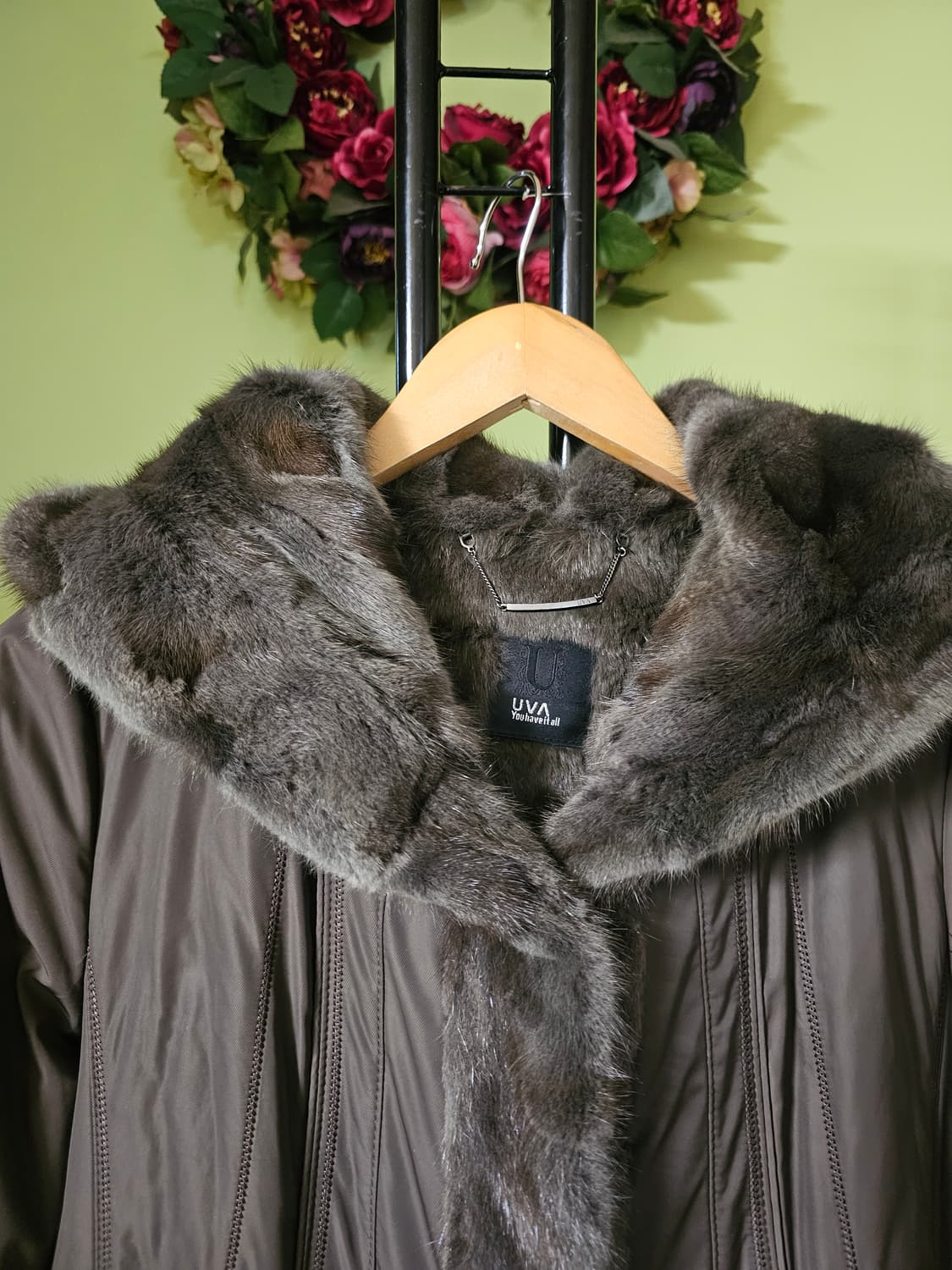 우바 천연밍크배색 코트 상품이미지3