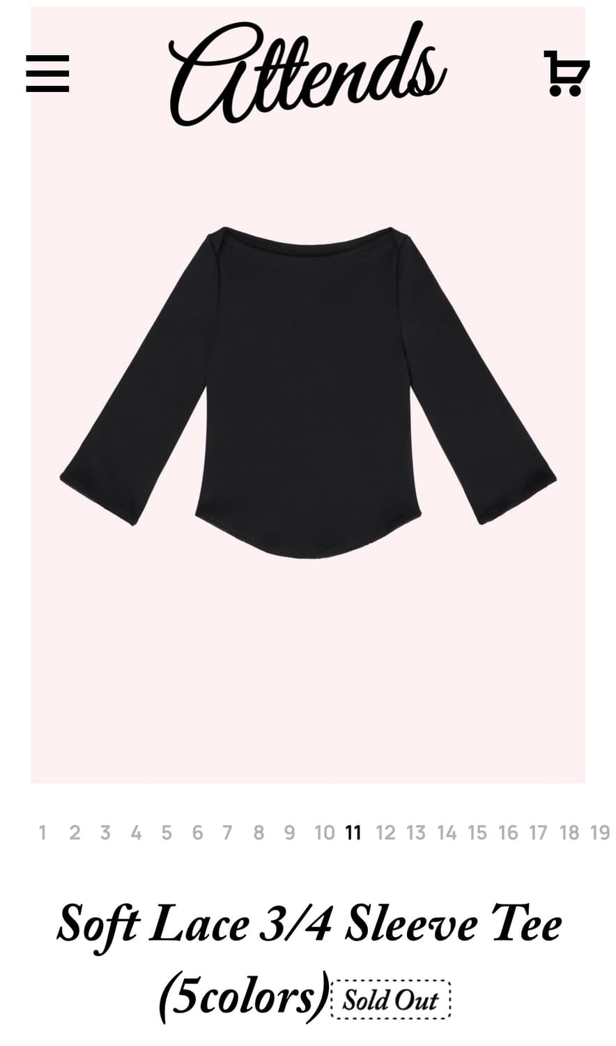 샵어텐즈 슬리브티 soft Lace 3/4 Sleeve Tee 상품이미지1