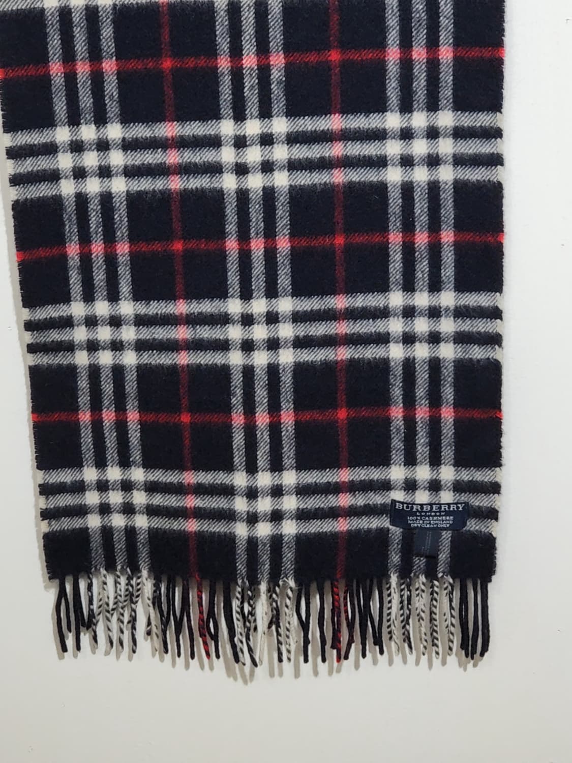 (정품) 버버리 캐시미어 머플러 체크 목도리 네이비  상품이미지4