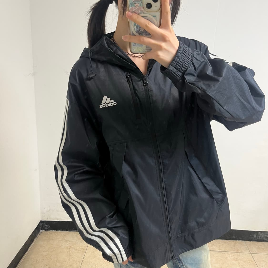 Adidas Black Windbreaker 상품이미지2