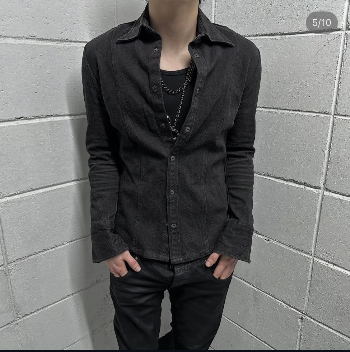 5351 pour les Hommes python texture shir 상품이미지5