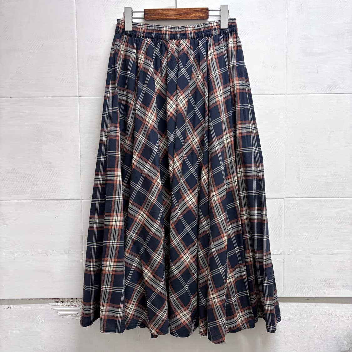네이비 체크 플레어 모리걸 롱 스커트 JPN 상품이미지3