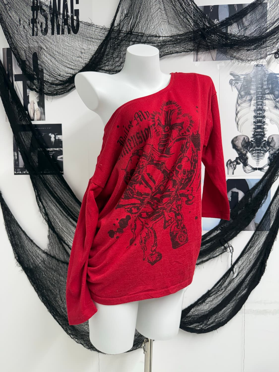 Punk mood printing red longsleeve 상품이미지1
