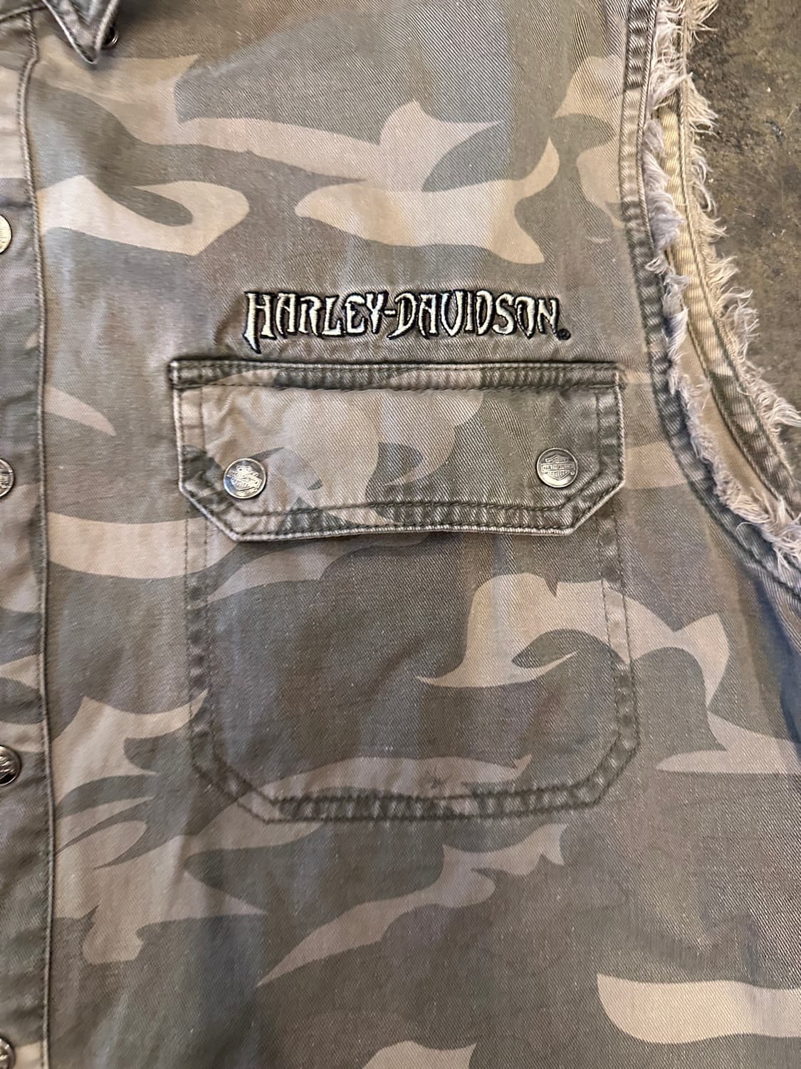 Harley Davidson 할리 데이비슨 카모 조끼 L 상품이미지3