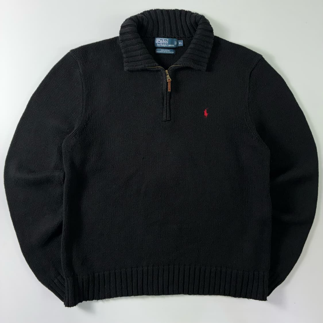 Polo  폴로 랄프로렌 자수 코튼 블랙 반집업 니트  상품이미지1