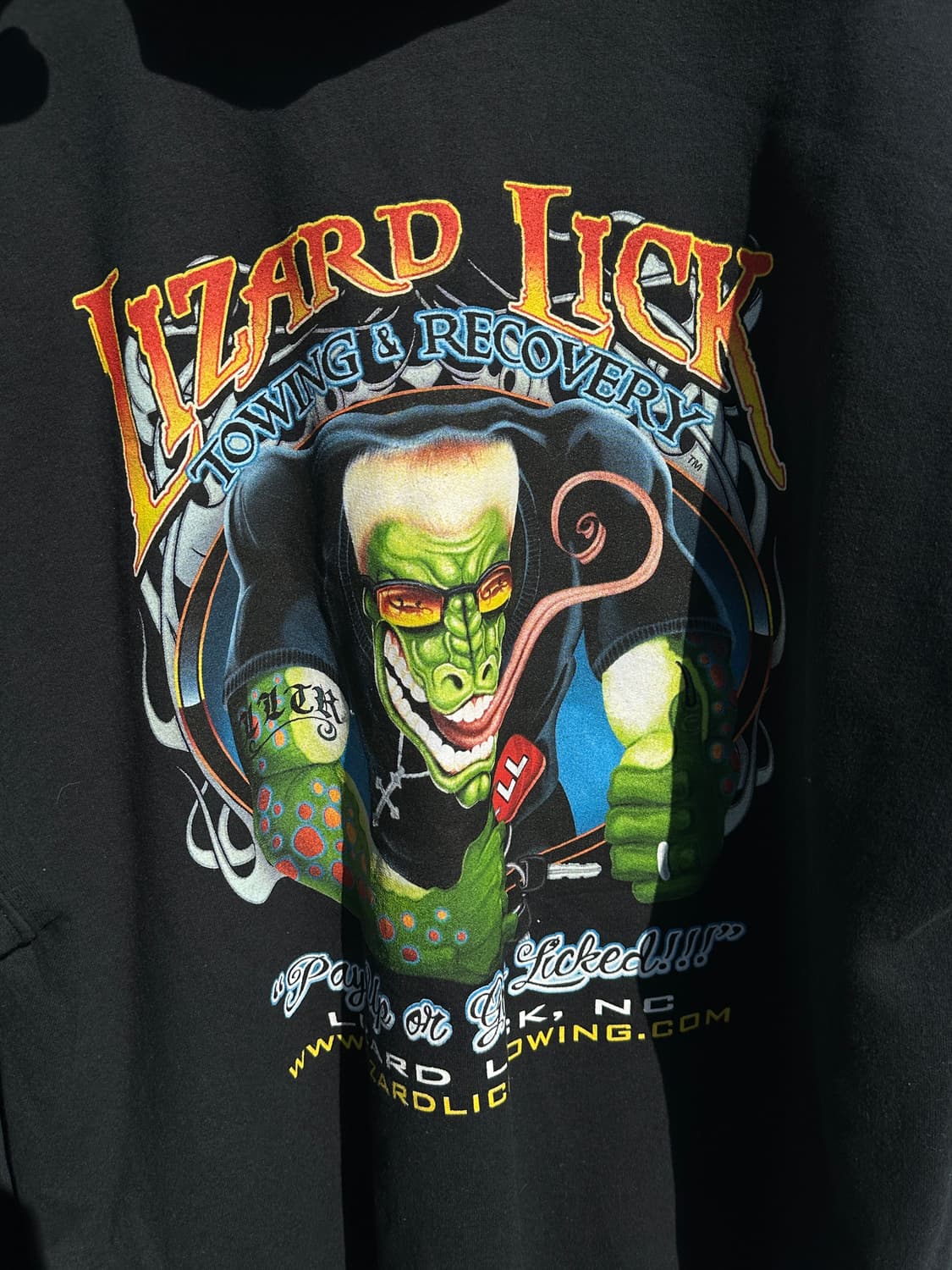 [2XL] GILDAN 길단 Lizard Lick 블랙 후드 티셔츠 상품이미지2