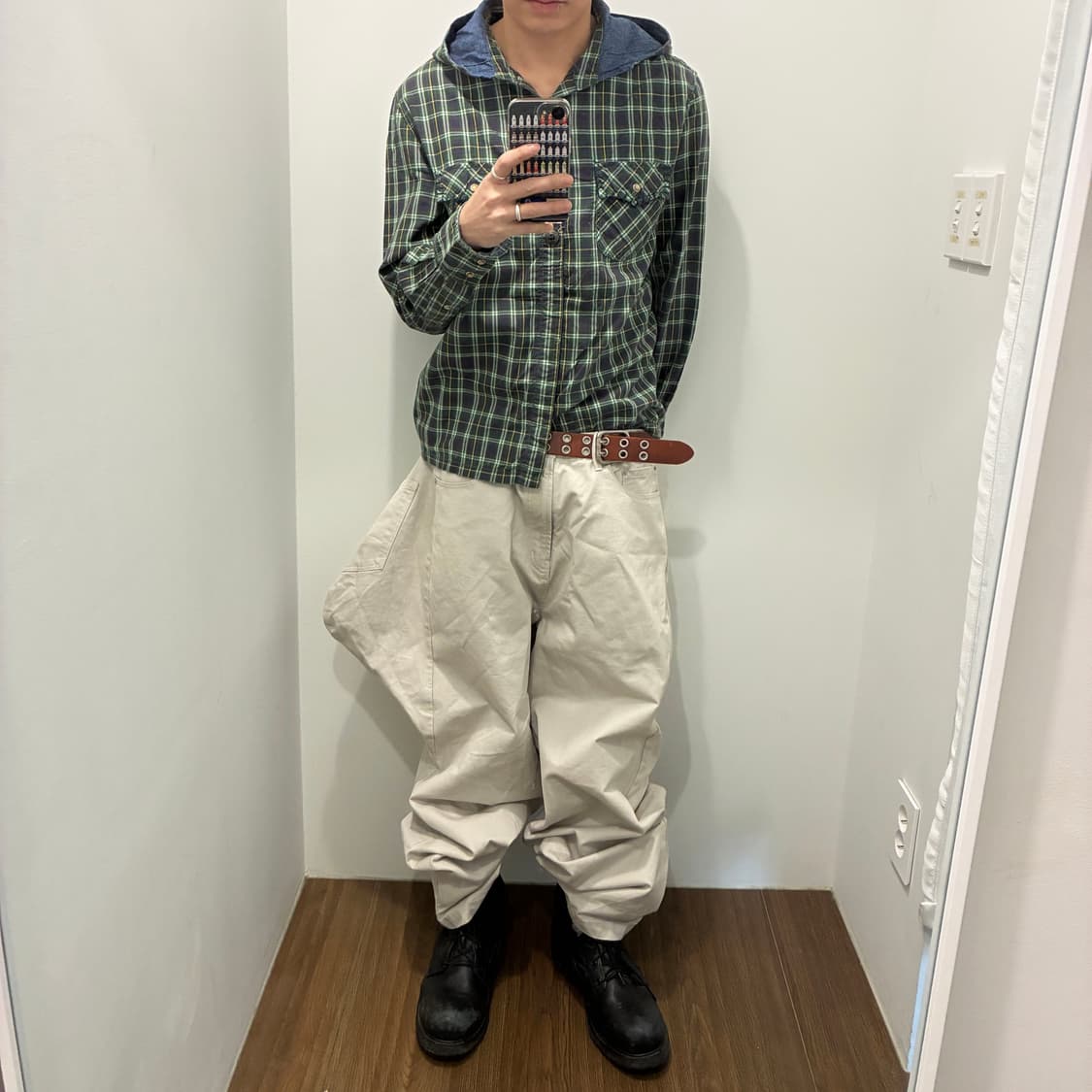 Flannel Hooded Shirt 상품이미지1