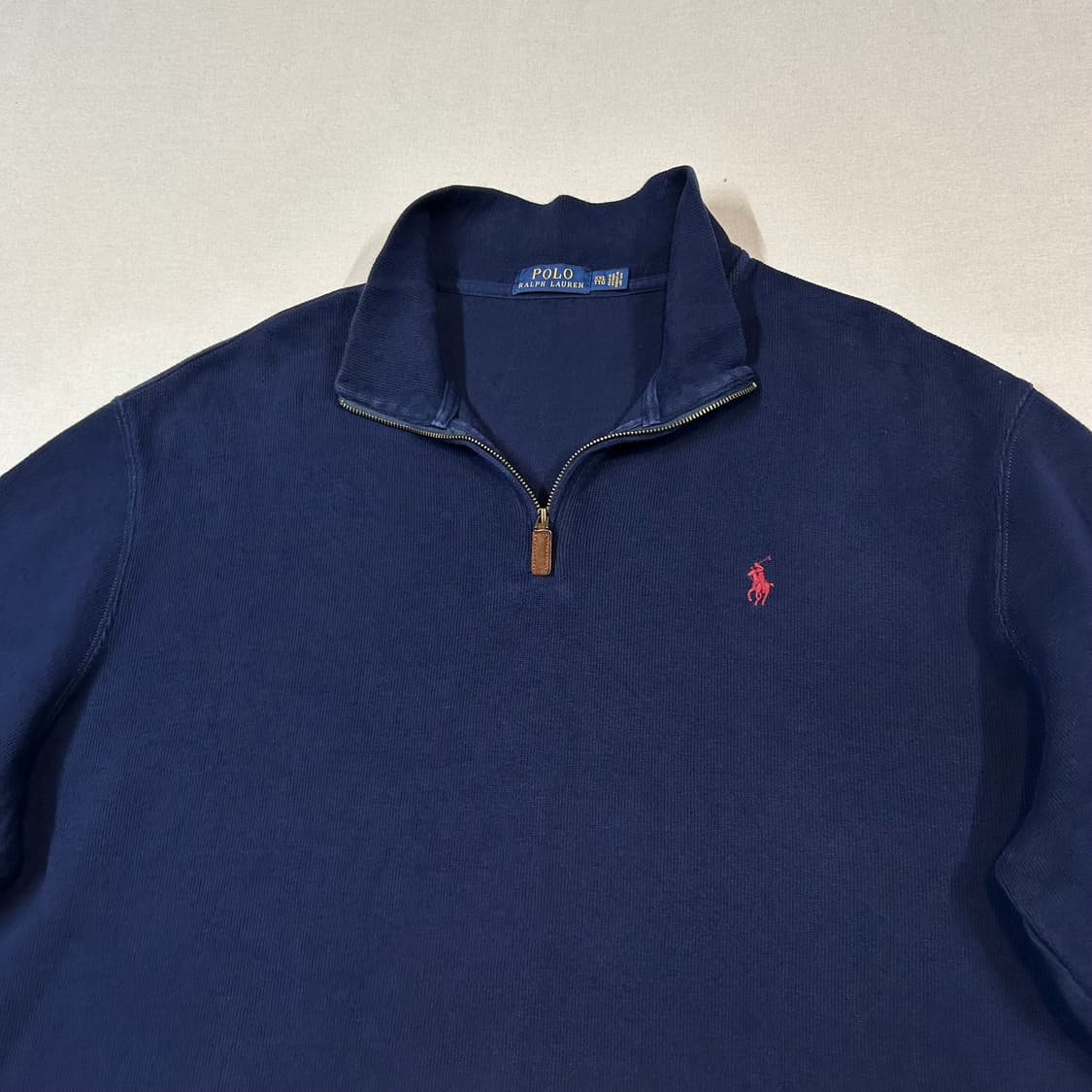 XXL) 폴로 랄프로렌 네이비 반집업 풀오버 코튼 니트 상품이미지3