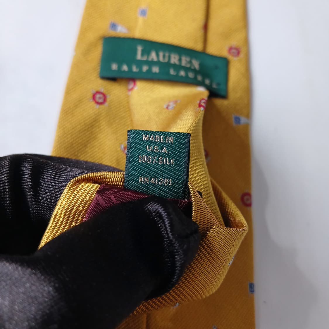 폴로 랄프로렌 옐로우 마린 패턴 넥타이 9.5cm A+~A등급 E936 상품이미지9