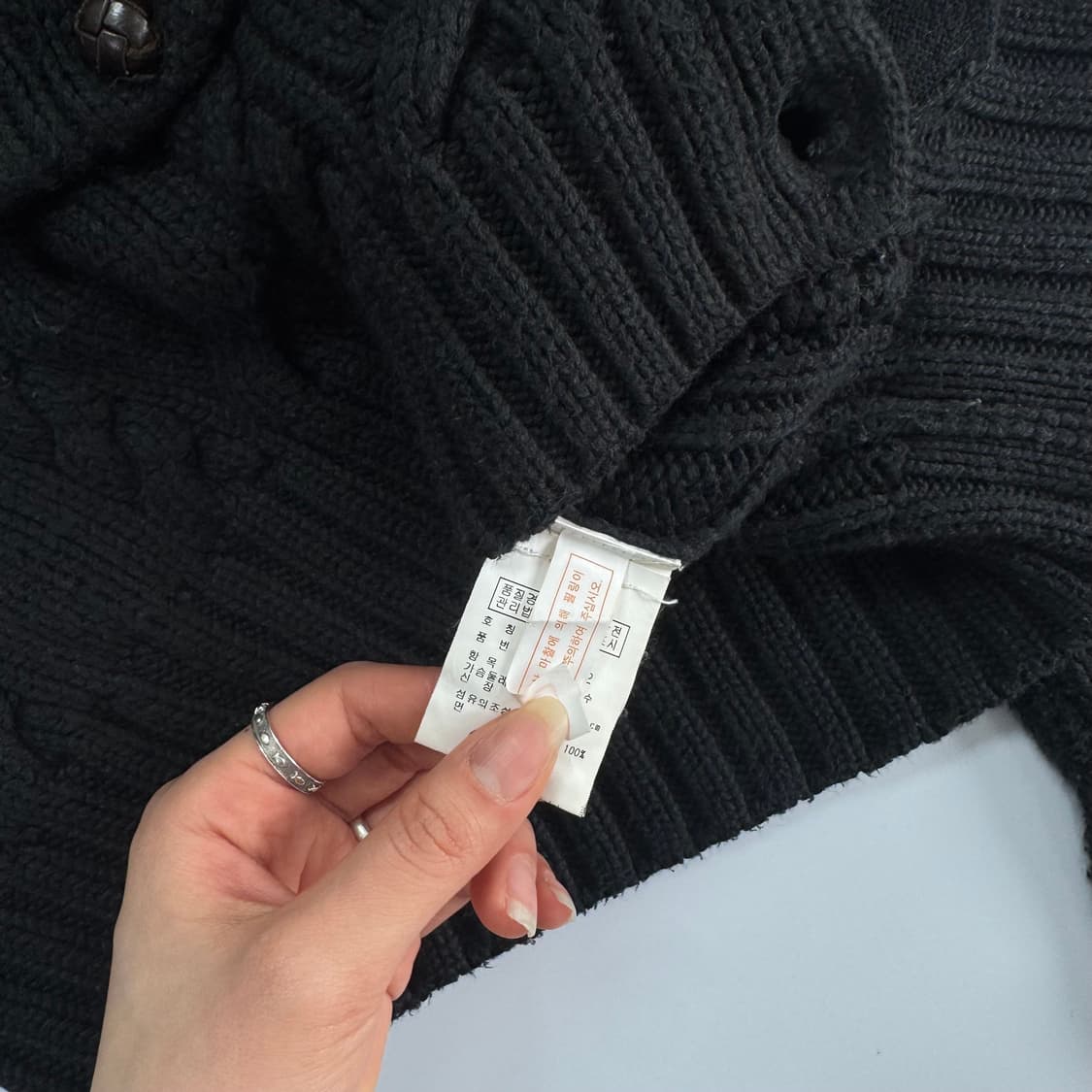 Polo 폴로 블랙 케이블 니트 버튼업 하이넥 가디건 상품이미지6