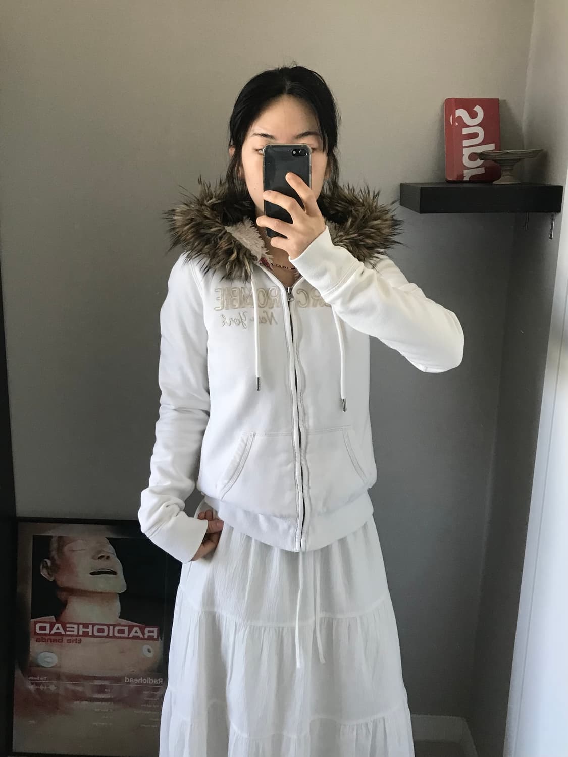 대장급 아베크롬비 울프죠 퍼 후드집업 화이트 상품이미지1