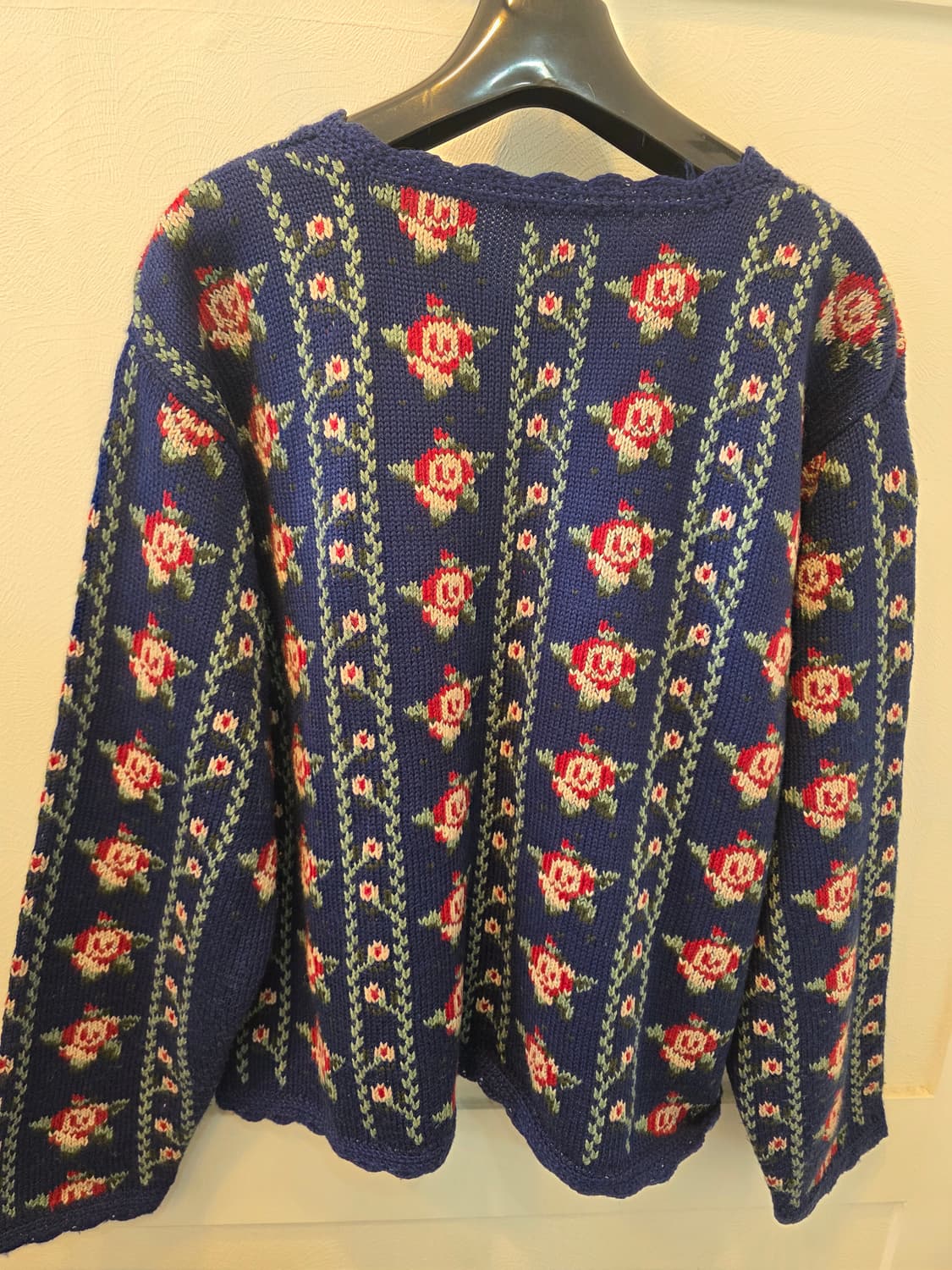 빈티지 로즈 패턴 네이비 니트 가디건  자켓 상품이미지6