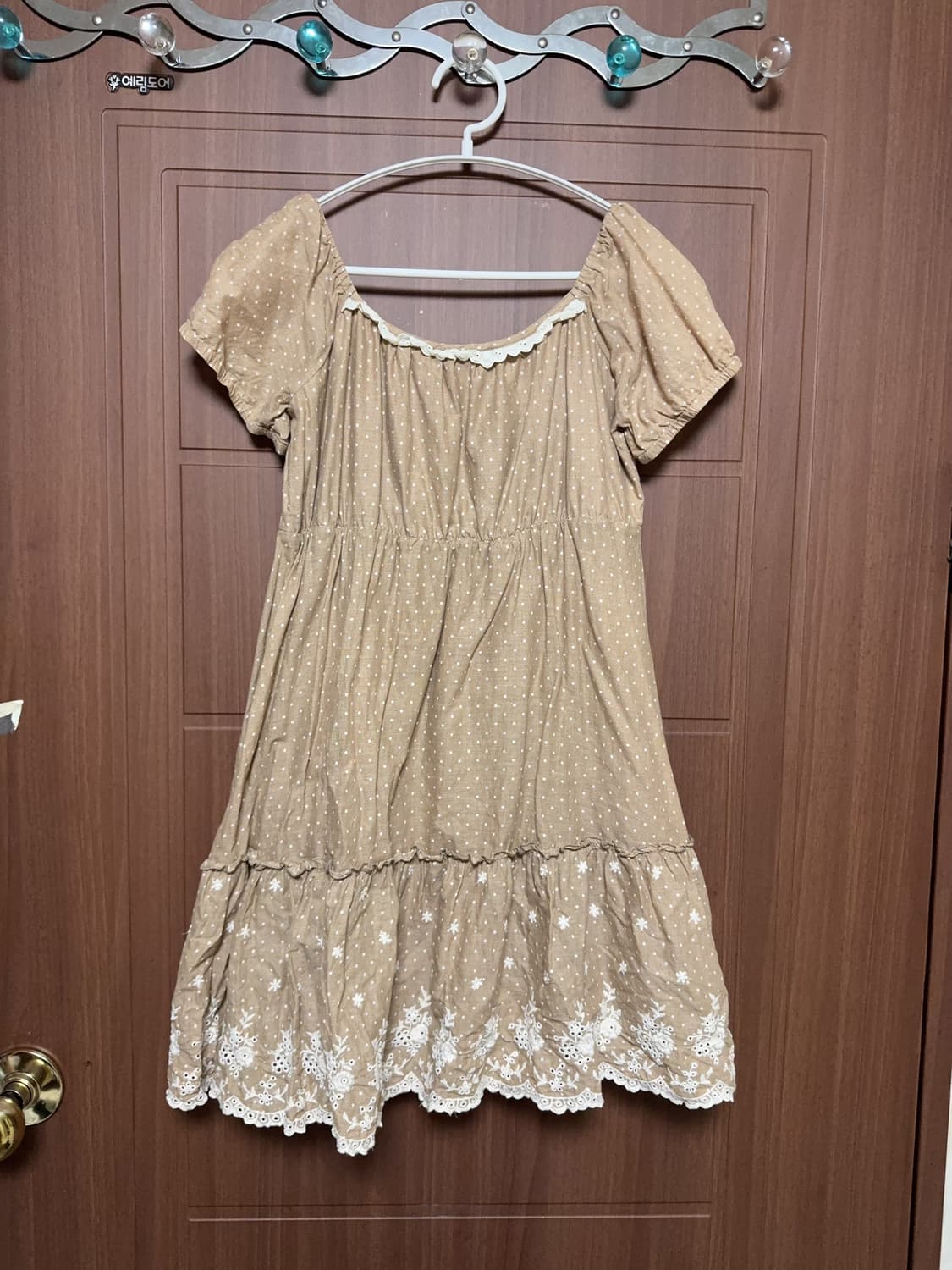 모리걸 라떼갸루 하구미 일본 빈티지 도트 펀칭 자수 레이스 원피스 상품이미지1
