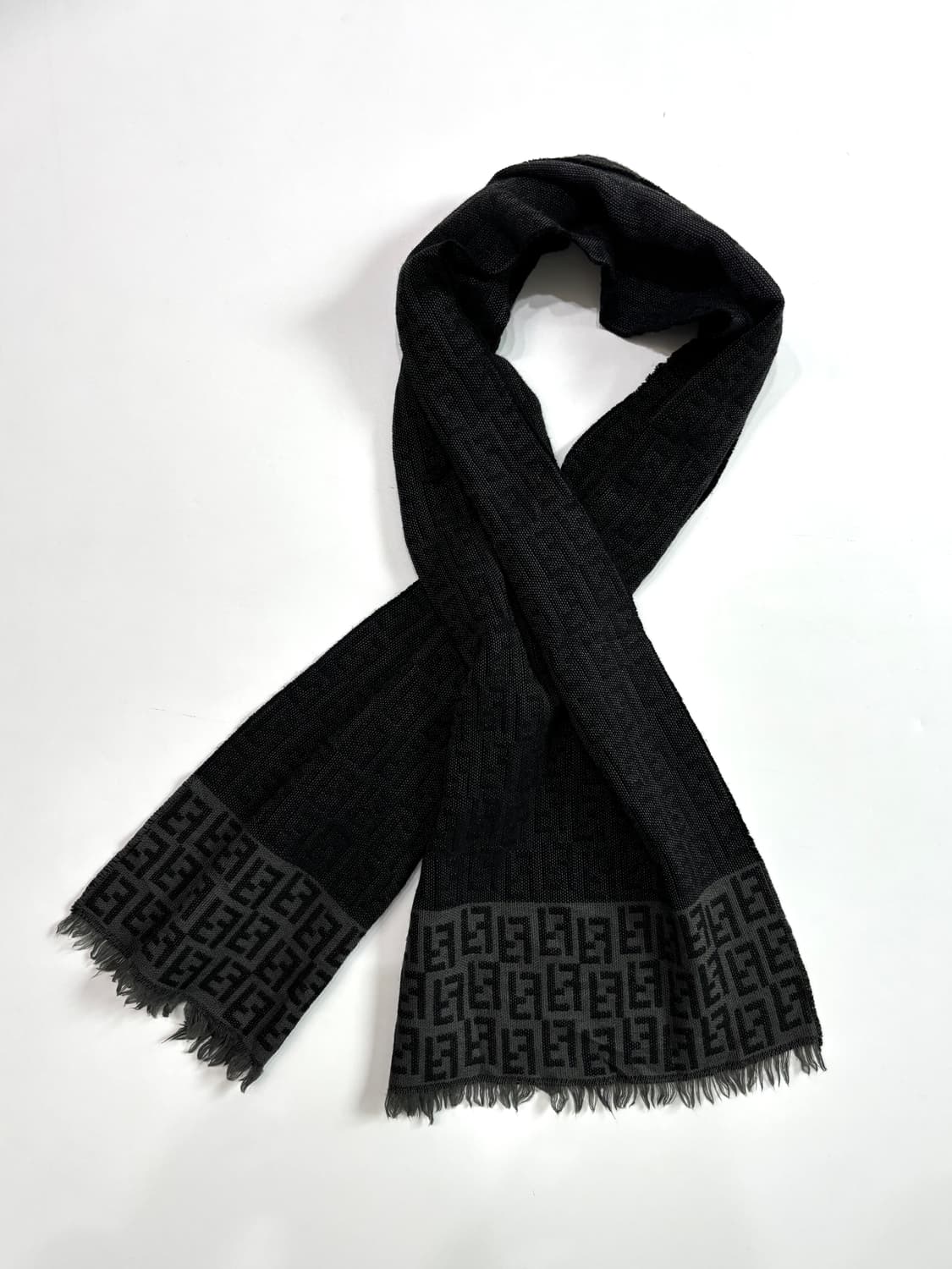 Fendi 펜디 FF로고 블랙 울 머플러 상품이미지1
