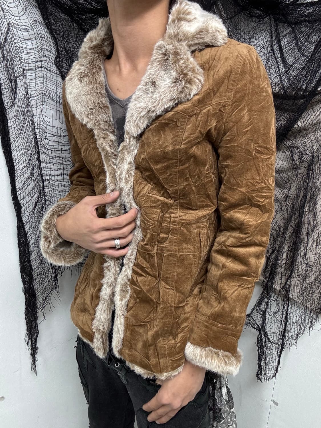 [VKEI] Fur Trimming Brown Jacket 상품이미지8