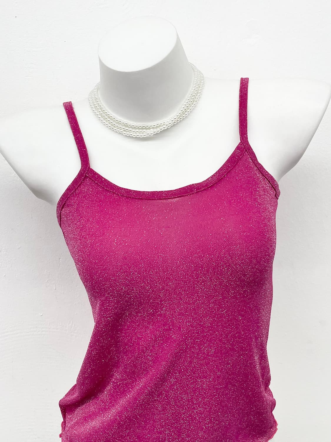 갸루 글리터 핫핑크 탑 상품이미지2