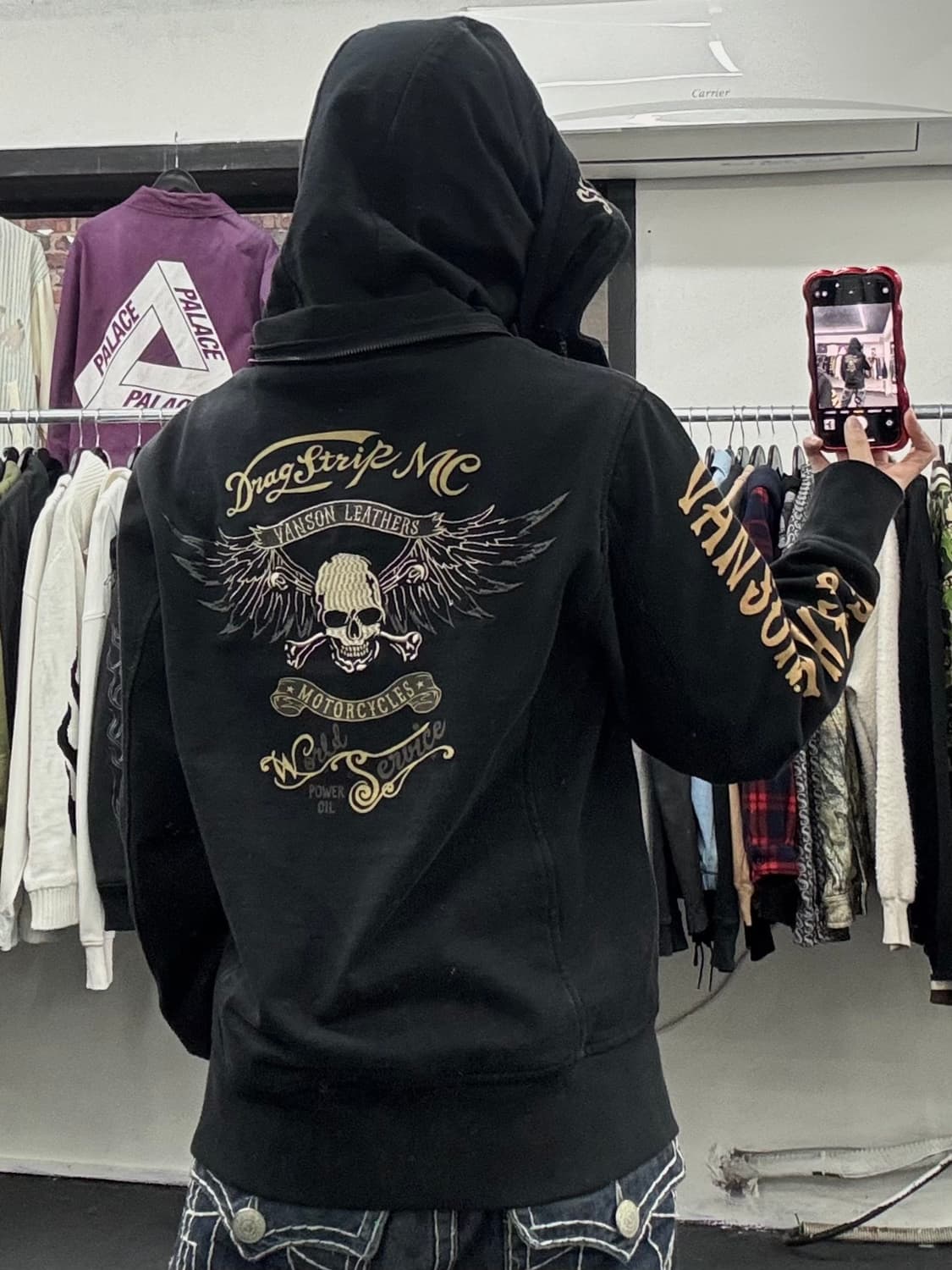 밴슨 레더 하이넥 후드집업 상품이미지5