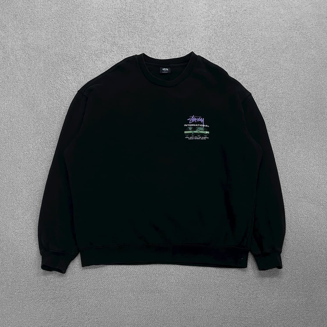 스투시 Stussy 인터네셔널 크루넥 맨투맨 블랙 상품이미지2