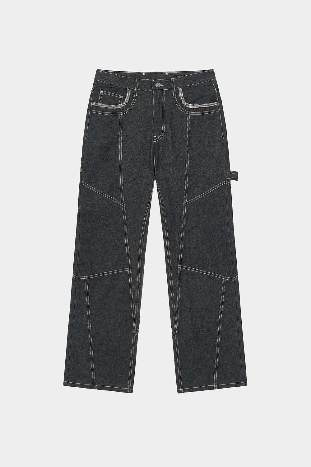 메종미네드 OBLIQUE SEMI WIDE DENIM PANTS BLAC 상품이미지2