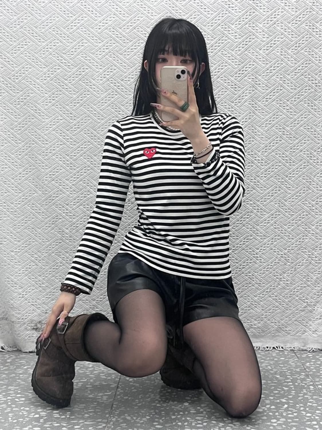 꼼데가르송 키치 하트와펜 스트라이프 긴팔티 M C11855 상품이미지1