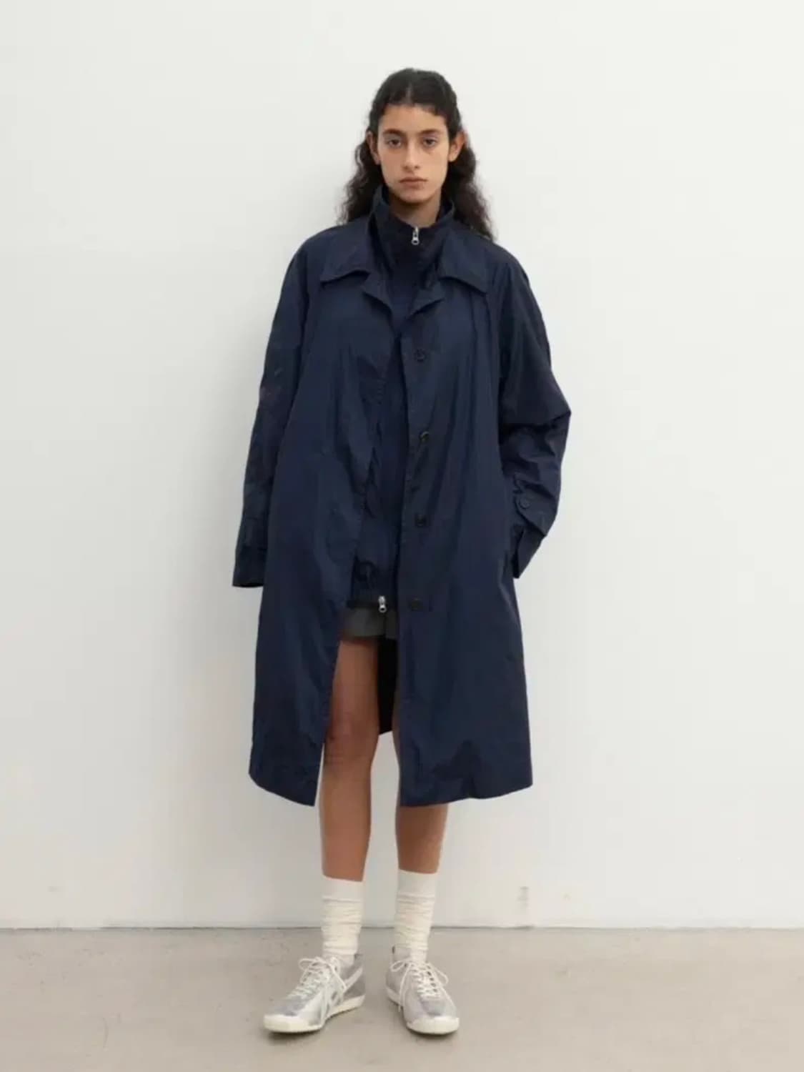 모노하 Light vinyl trench coat(Navy) 상품이미지1