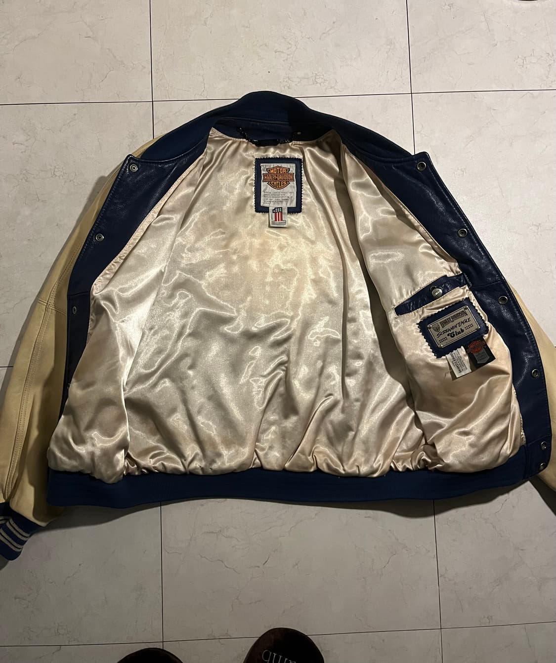 할리데이비슨 리얼 레더 블루 바시티 자켓 L 상품이미지7