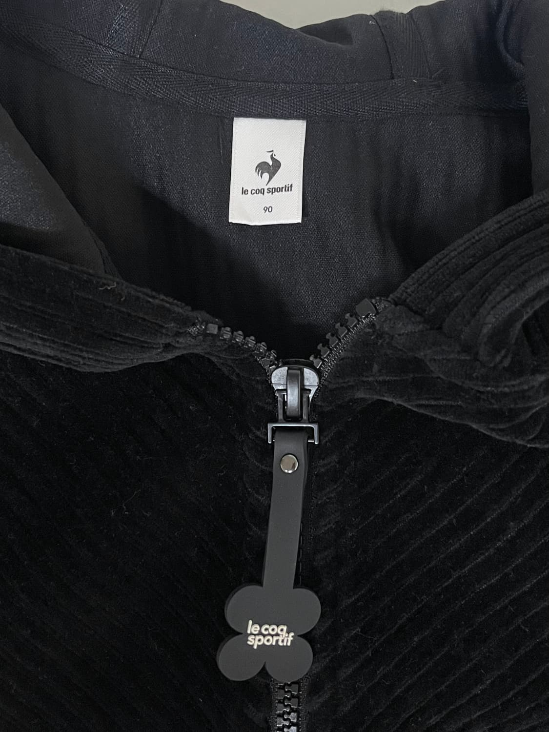 90) 르꼬끄 스포르티브 코듀로이 후드 반집업 블랙 상품이미지4