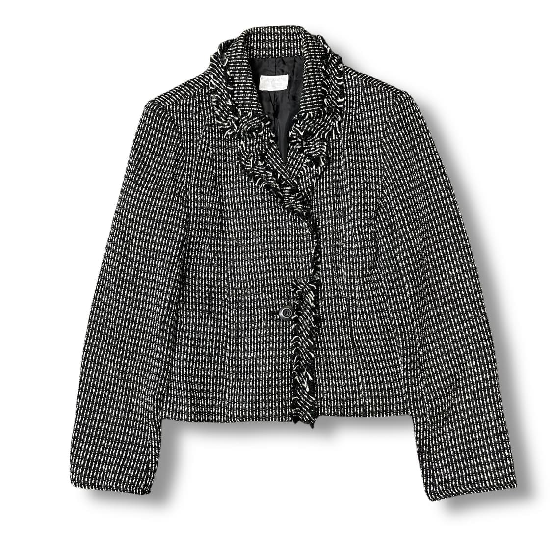 JPN 블랙화이트 아크릴 트위드 자켓 M 상품이미지1