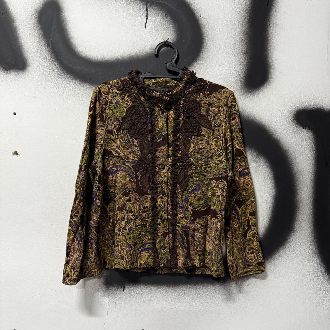 VTG 빈티지 오리엔탈 페이즐리 패턴 자수 블라우스 상품이미지1