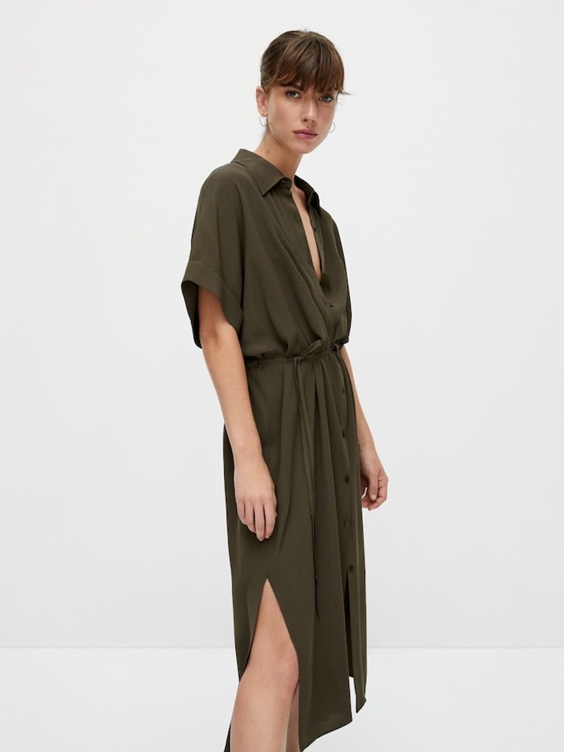 마시모두띠 반팔 셔츠 원피스 카키브라운 상품이미지7