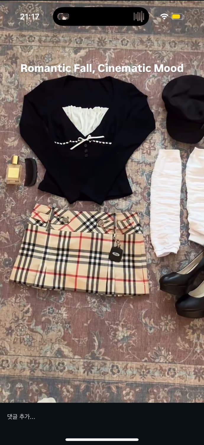 엔젤넘버555 베이지클래식 체크윈터스커트 베이비메탈클럽교복갸루 상품이미지1