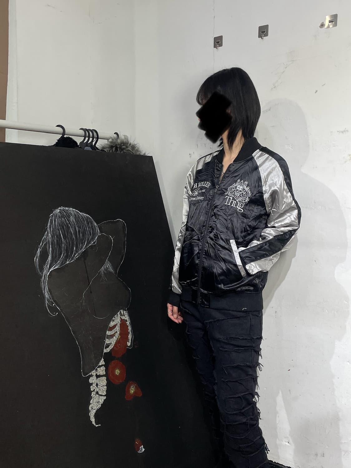 Jpn 일본 빈티지 Japan 해골 자수 스카잔 오버핏 스카쟌 M 상품이미지5