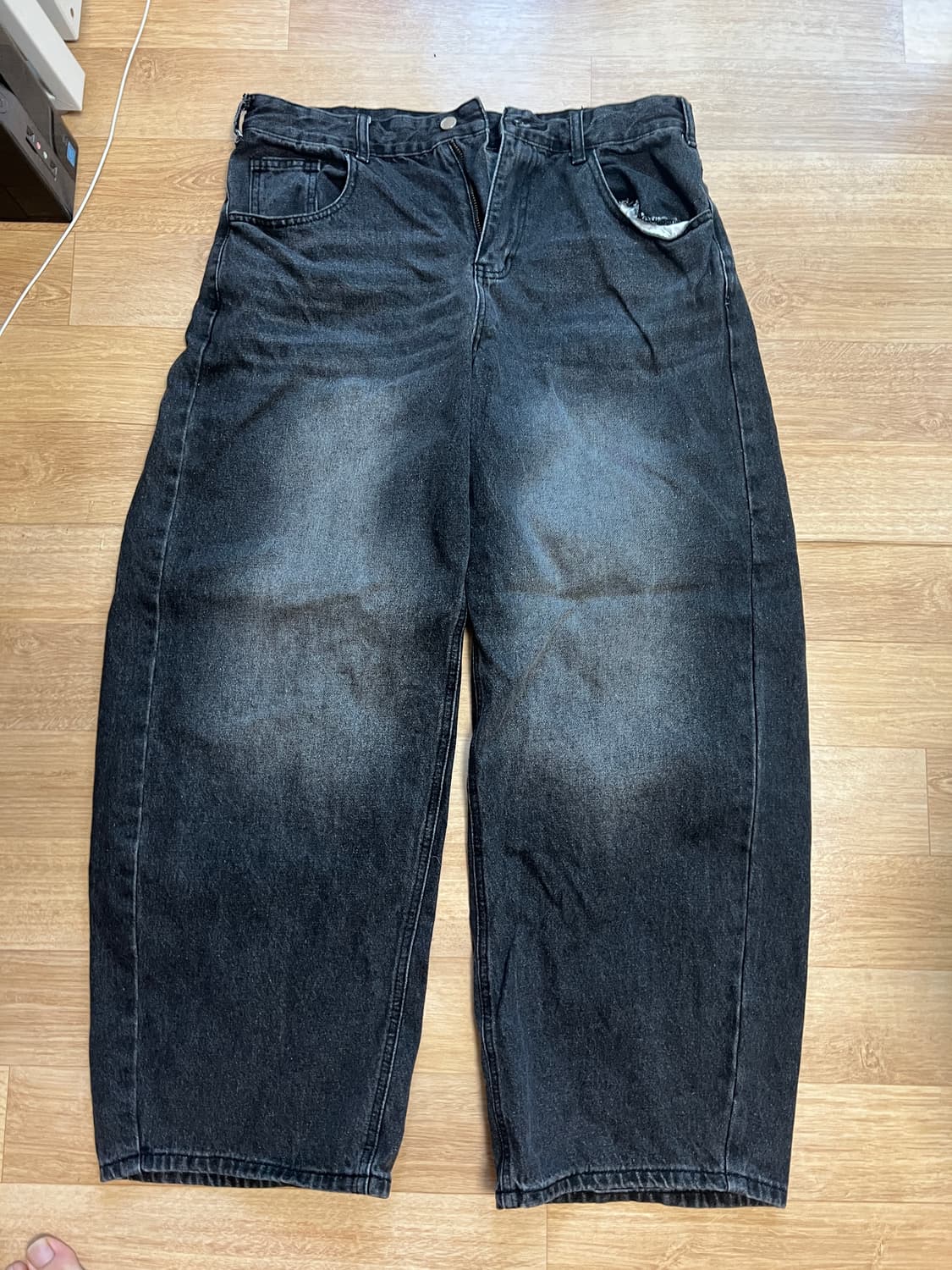 시그니처 벌룬핏 커브드 데님 팬츠 블랙 XL 상품이미지1