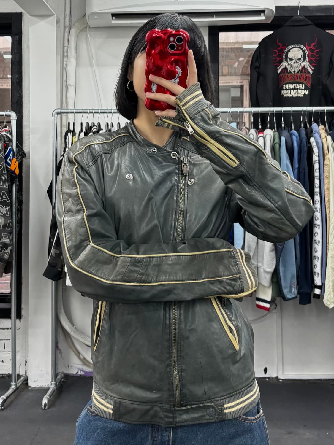 디젤 양가죽 라이더 레더 자켓 상품이미지4