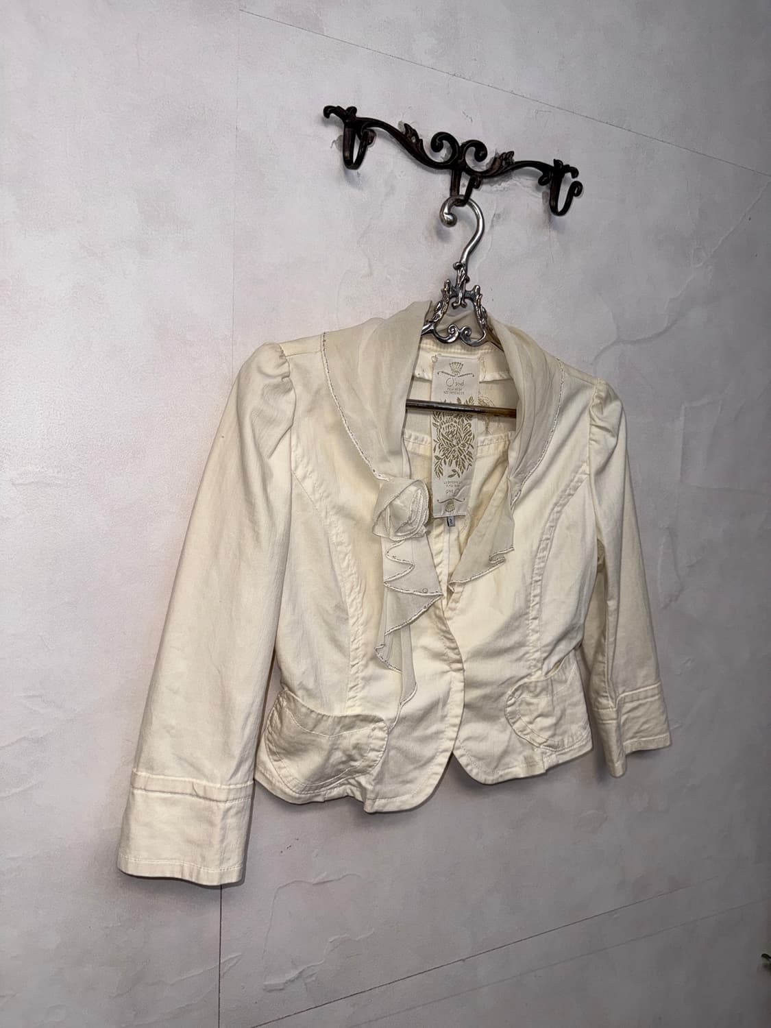 O’2ND ivory rose ribbon short jacket  상품이미지2