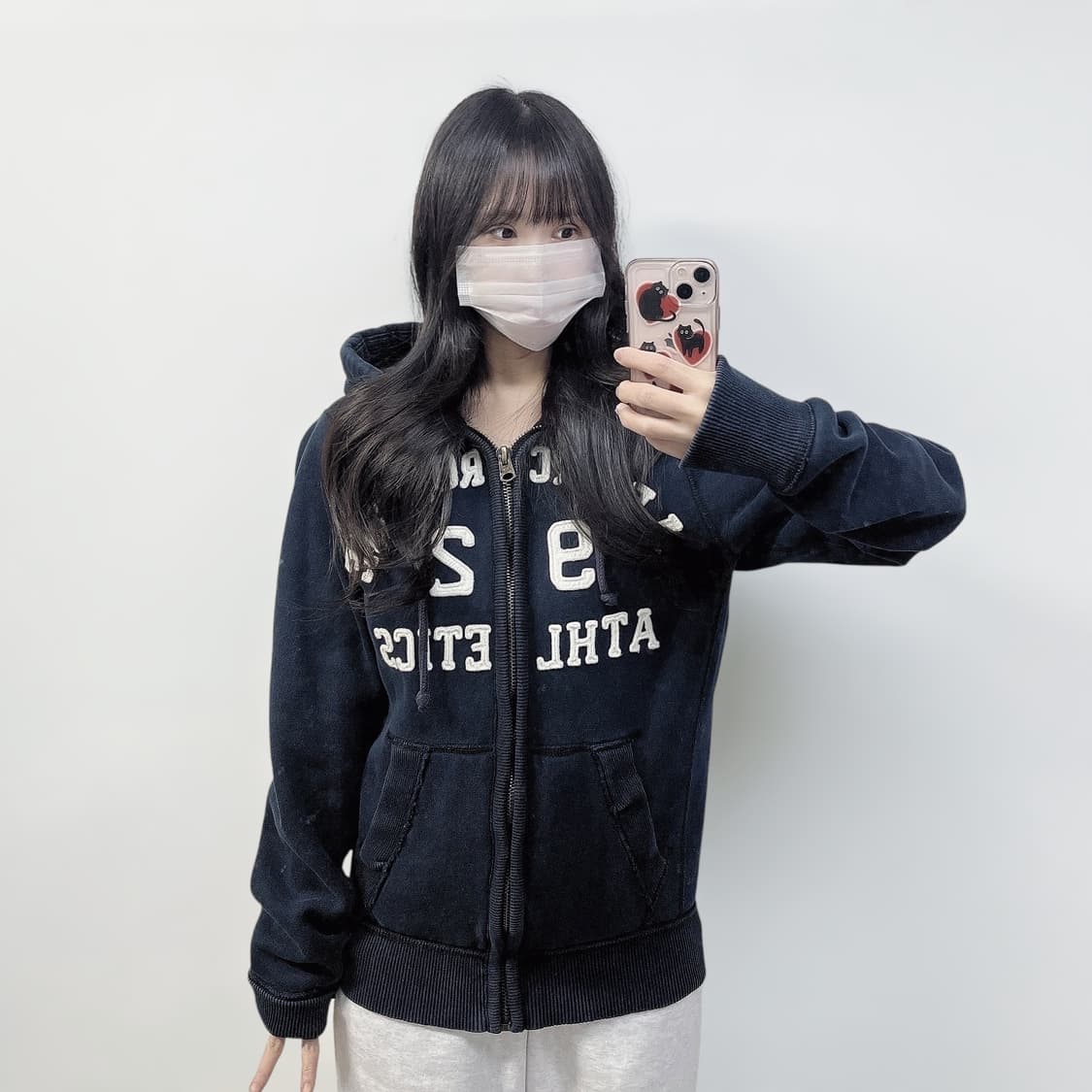 아베크롬비 아치 로고 후드집업 네이비 상품이미지1