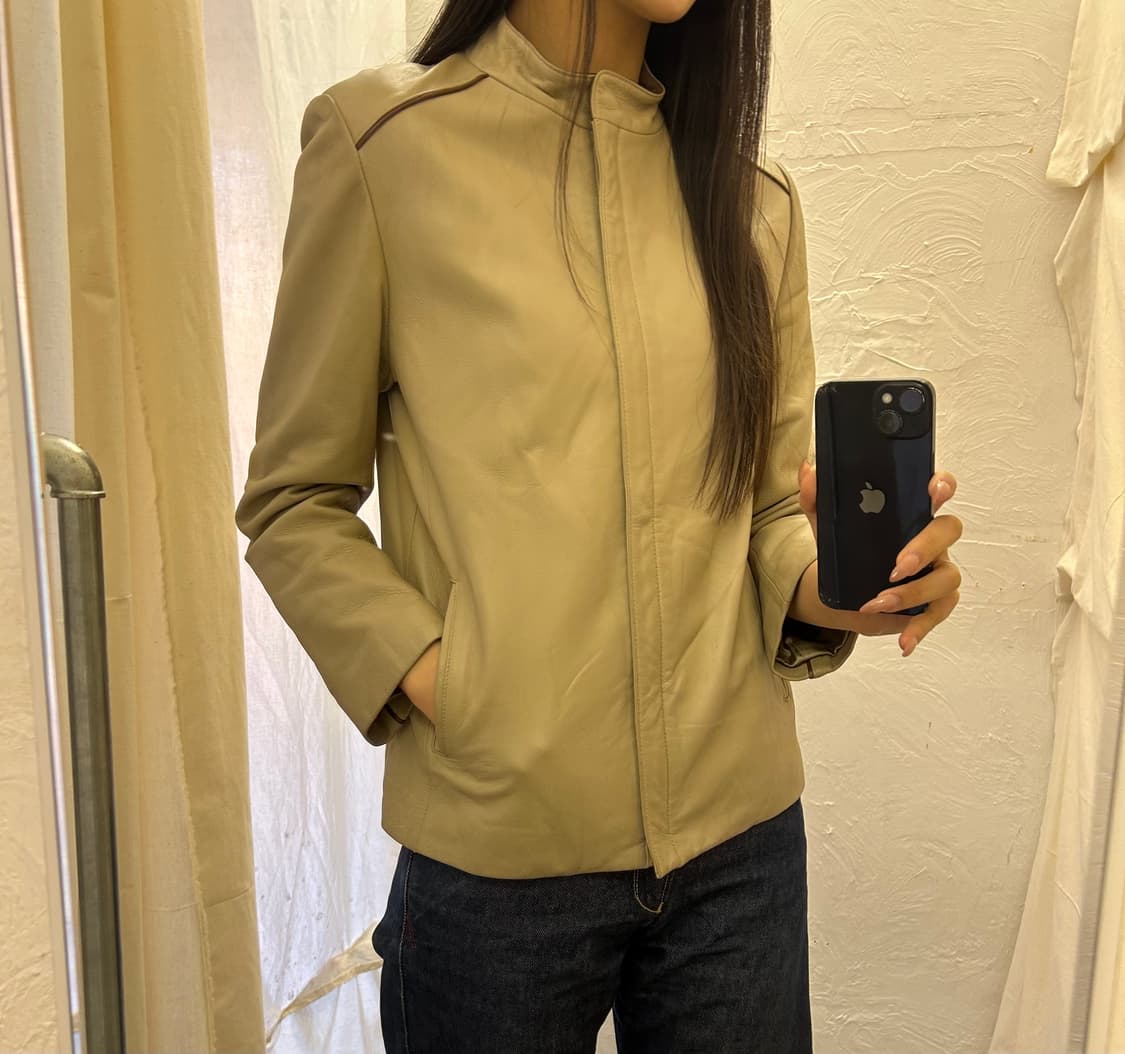 Sonzio 베이지 레더자켓 상품이미지3