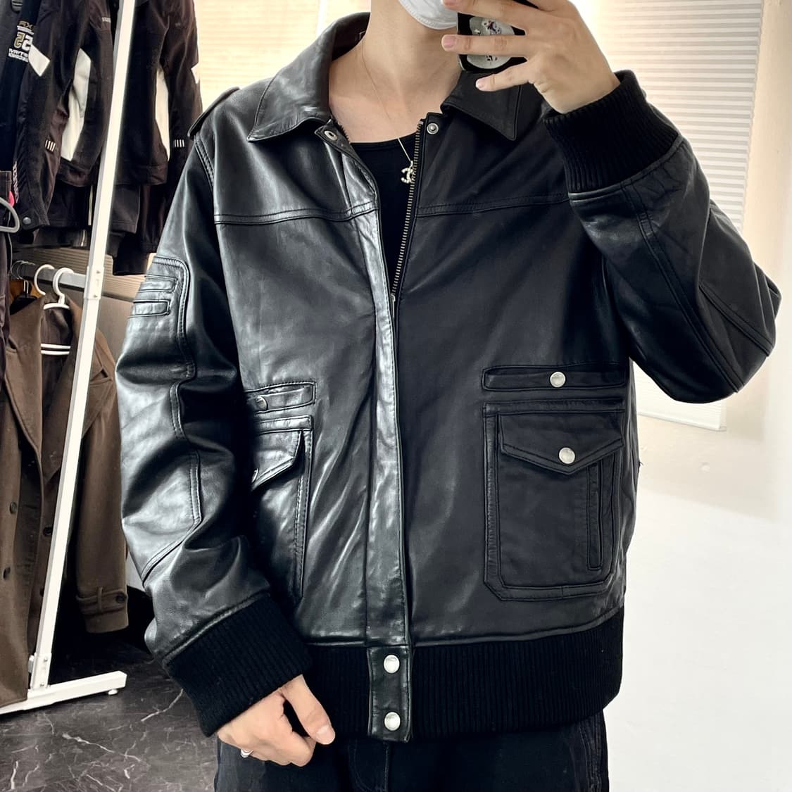 XL 양가죽 쿼드 포켓 봄버 자켓 상품이미지1