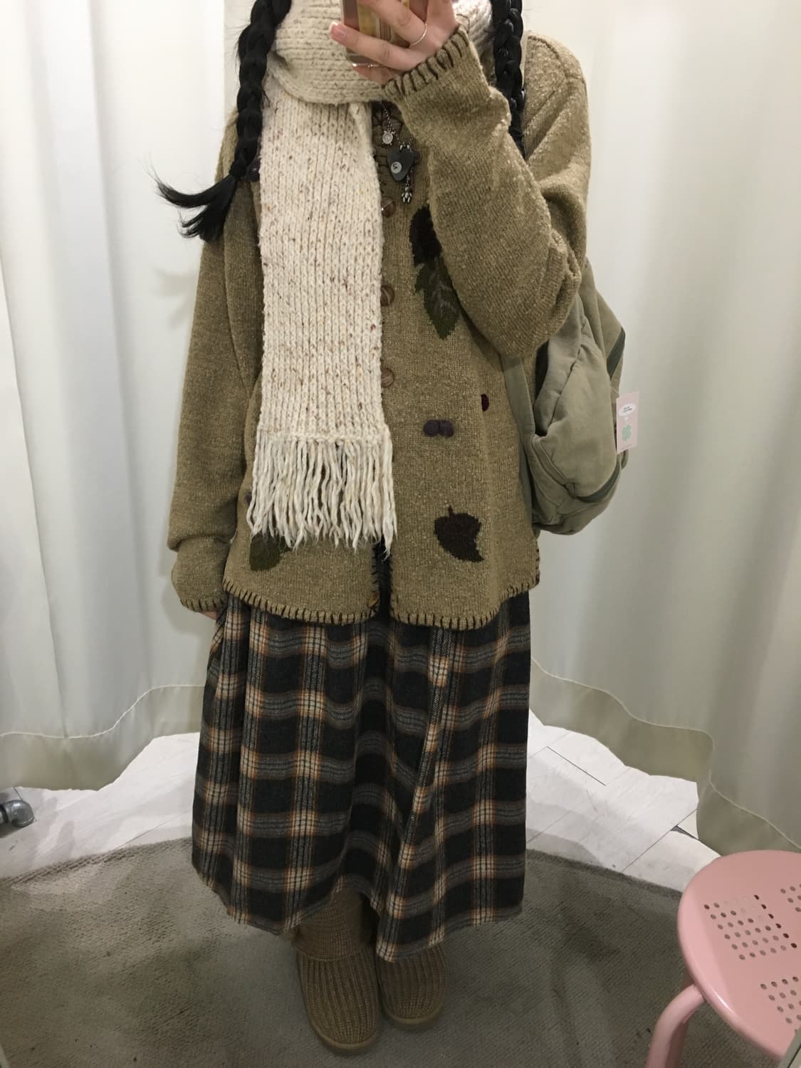 Caramel check skirt 상품이미지3