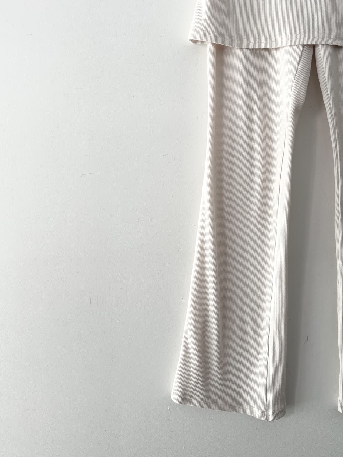 Rib skirt layered pants / ivory 상품이미지3